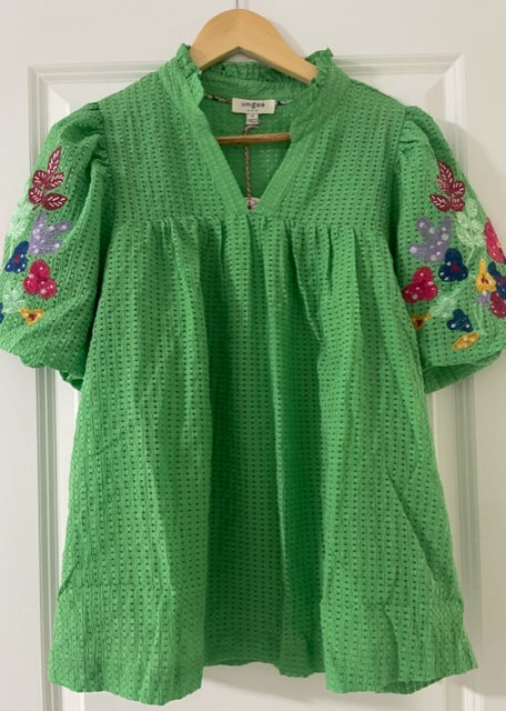 Green Embroidery Top