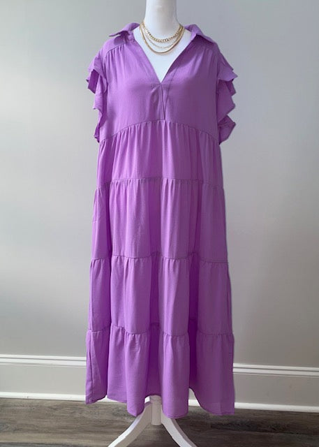 Lavender Midi Dress- Plus Size