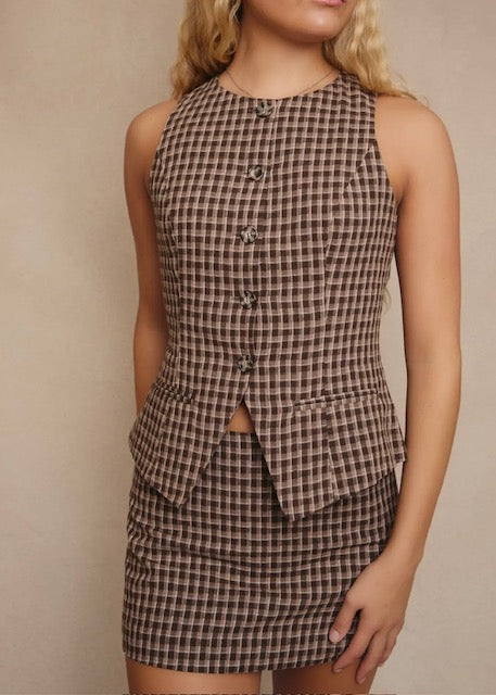 Brown Plaid Set