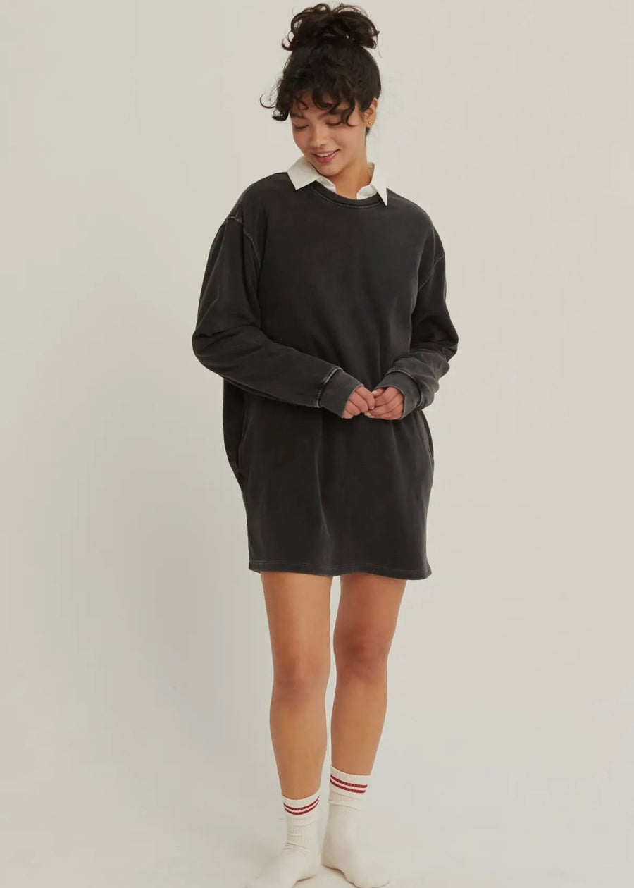 Black Casual Sweatshirt Dress
