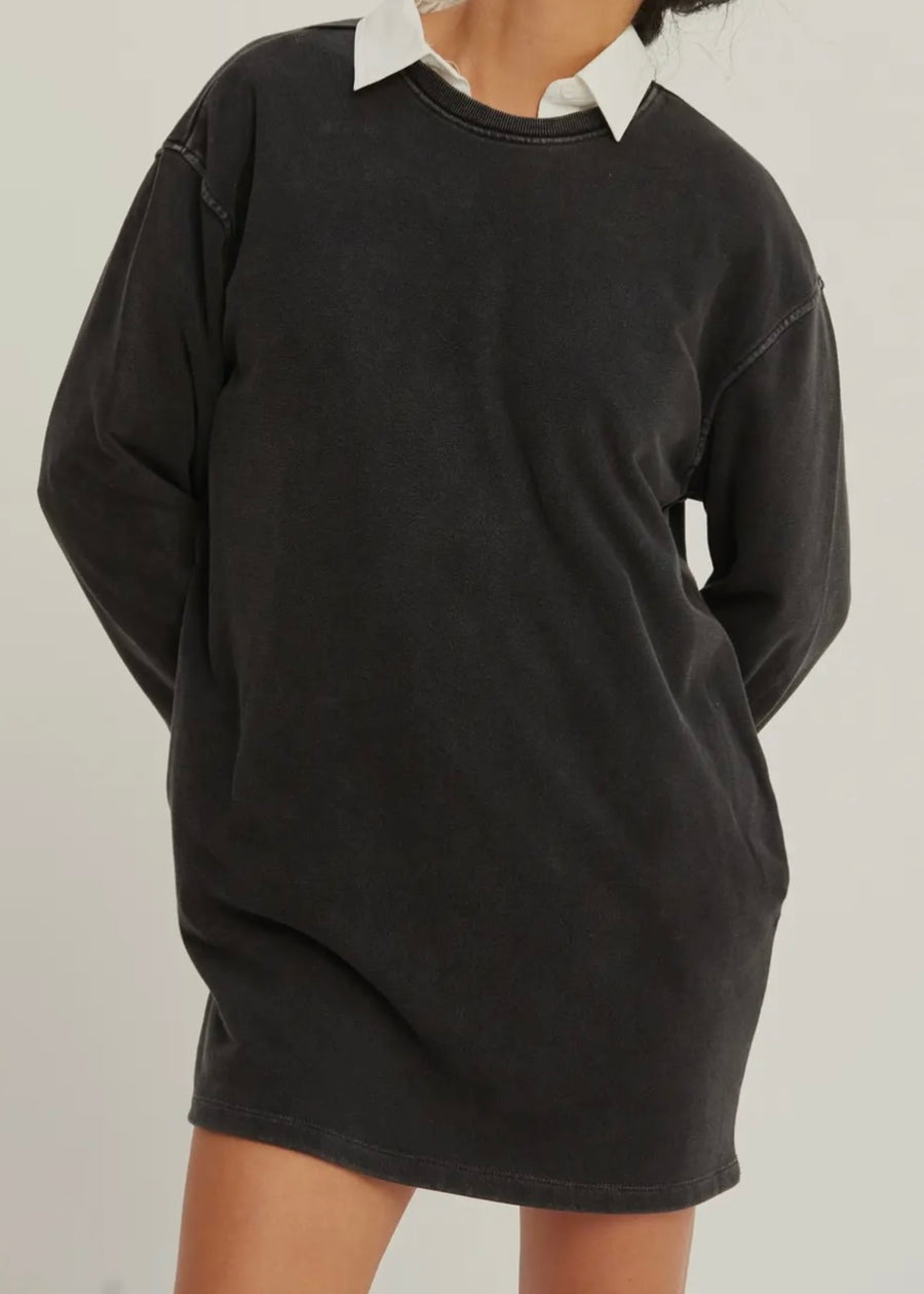 Black Casual Sweatshirt Dress
