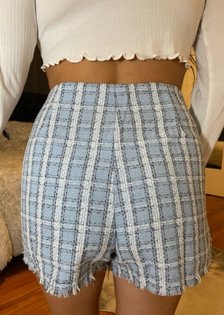 Plaid Skort- Baby Blue